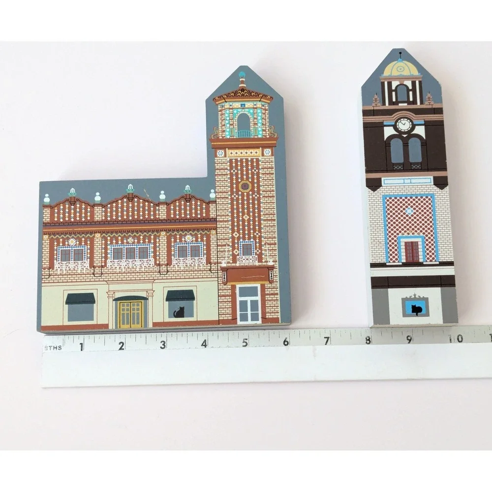 Vintage Cat's Meow Village COUNTRY CLUB PLAZA Kansas City Missouri 1996 RARE Set